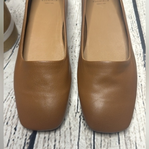 AQUATALIA Made in Italy Leather Shoes Coffee Brown Tan Slip On Ballet Flats 6 - Picture 3 of 8